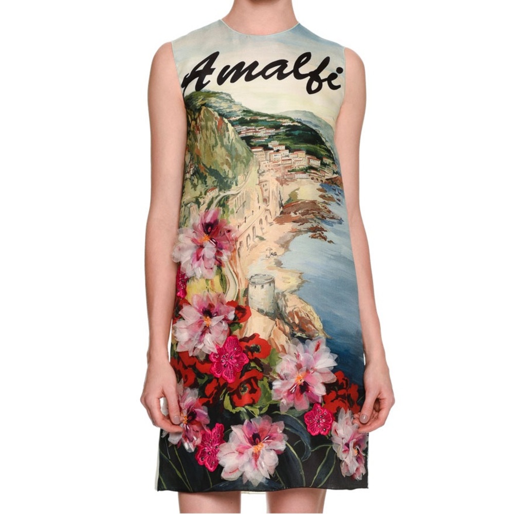 $3,500 Dolce & Gabbana dress size 42 small medium postcard shift dress